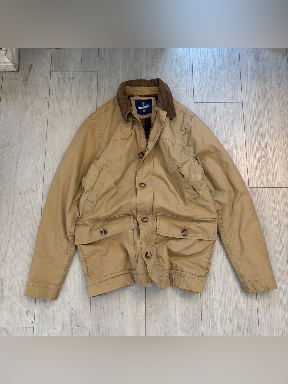Old Navy Men's Khaki Field Jacket with Corduroy Collar